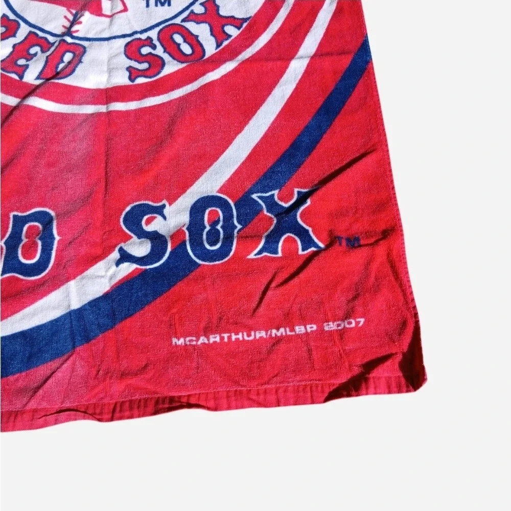 Vintage 2007 Boston Red Sox Beach Towel McArthur MLB Red White Blue Cotton 54x29